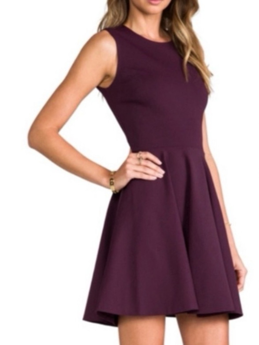 Diane Von Furstenberg Plum Sleeveless Flared Mini